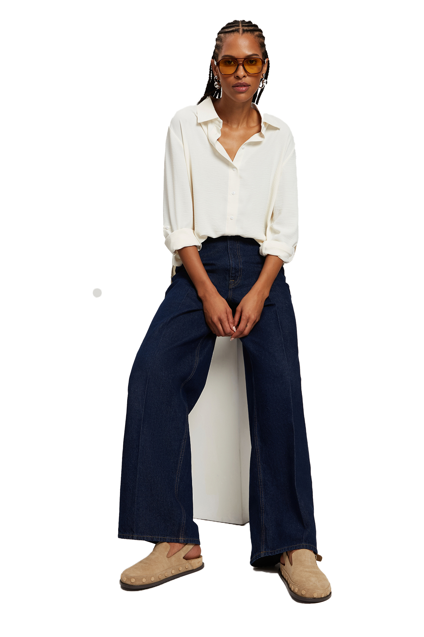 WIDE LEG FLARE Dark Blue Comfort Fit
