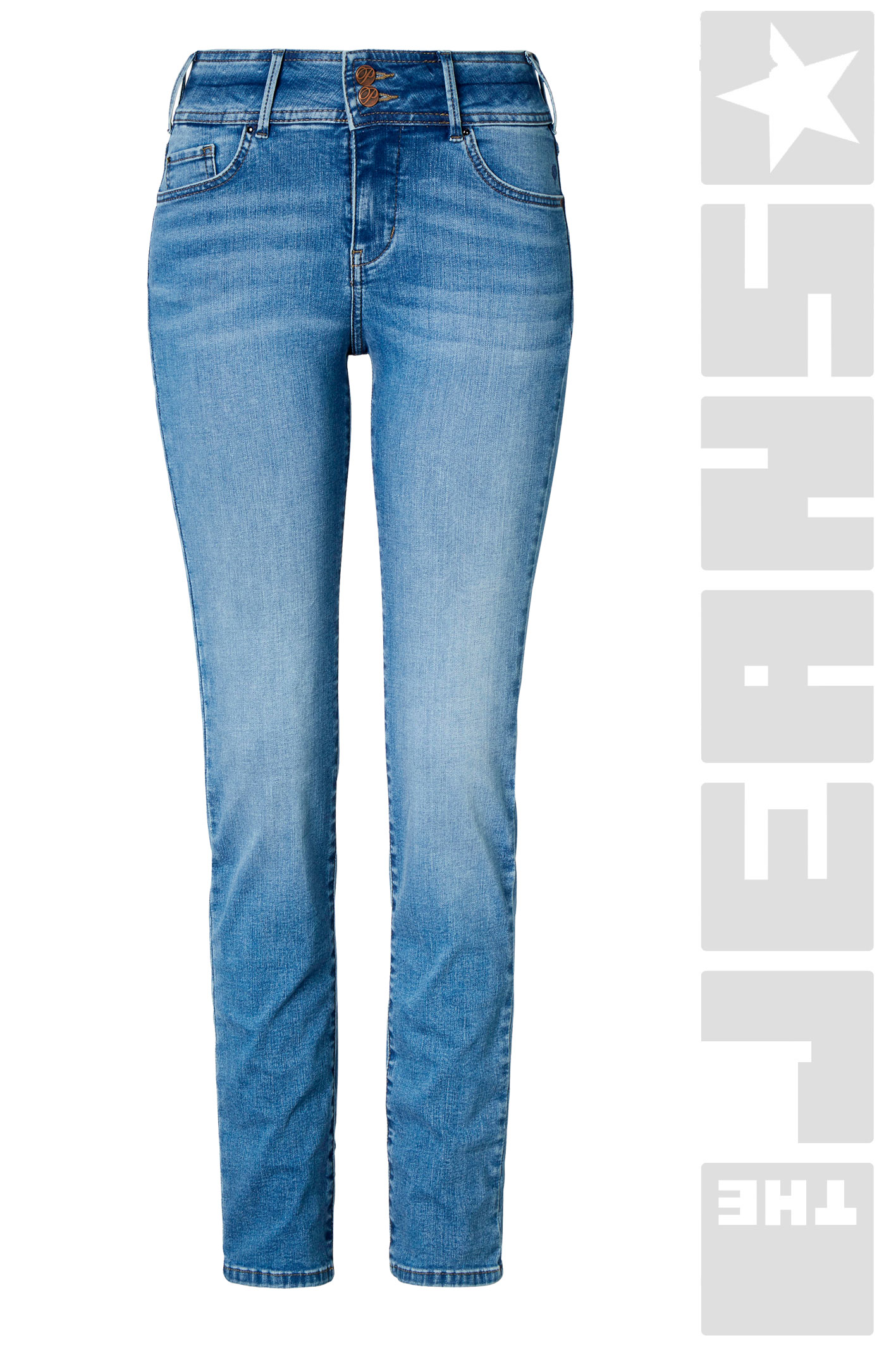 Pat Shape Denim Mid Blue Stone Washed