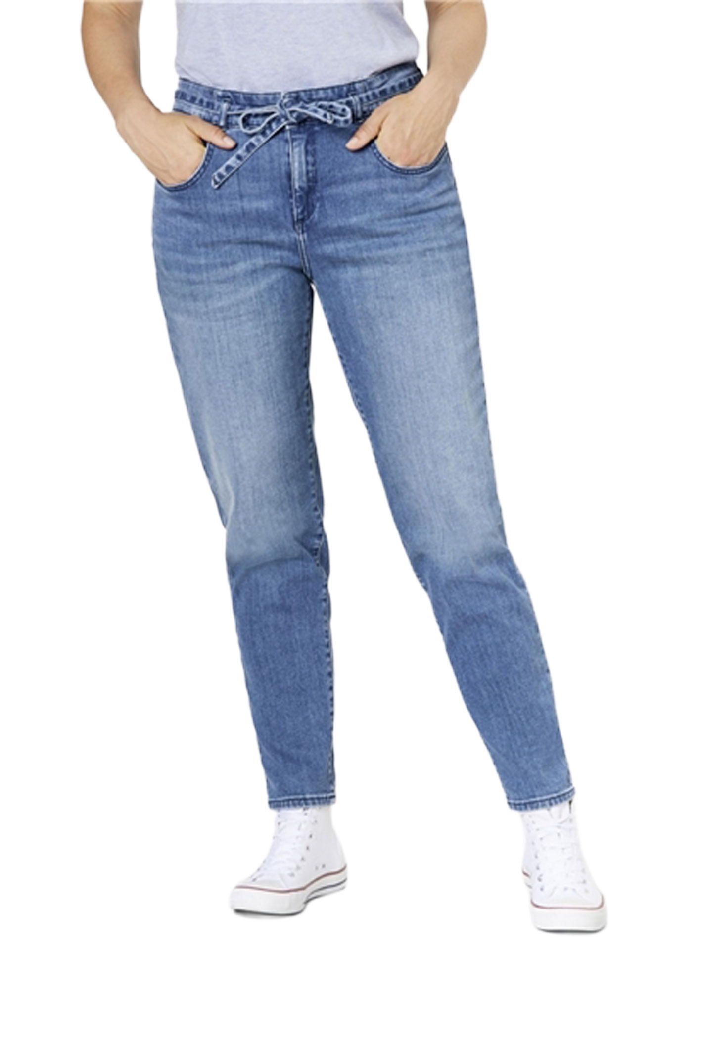 CARO Mid Blue Heavy Wash 3D Pleats Tapered