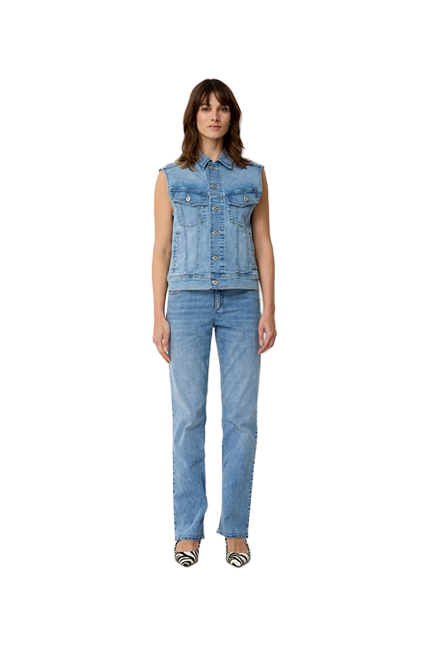 LARA Light Blue Used Moustache Regular Fit