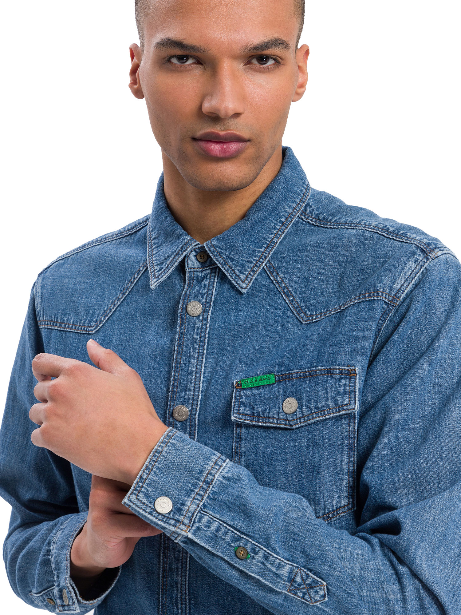 JEANSHEMD ORGANIC COTTON Nature Mid Blue