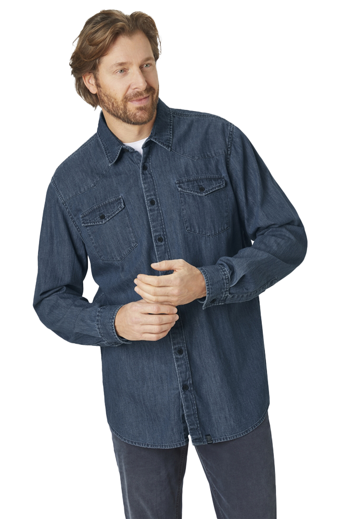 JEANSHEMD Medium Blue Stone Regular Fit