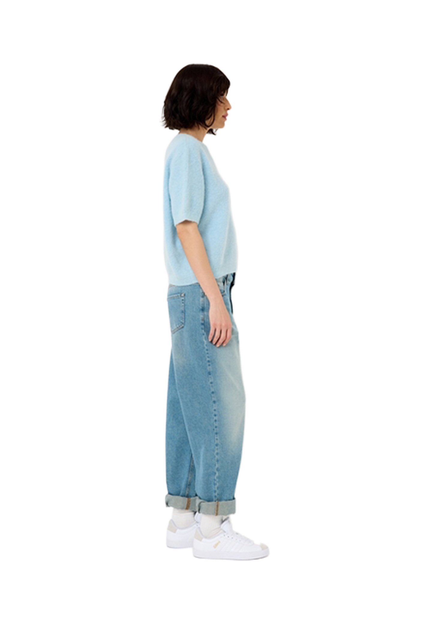 KATY Light Blue Od Brown Used Moustache Loose Fit