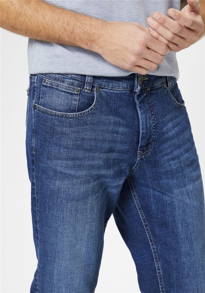 PIPE Mid Blue With Handwork Slim Fit