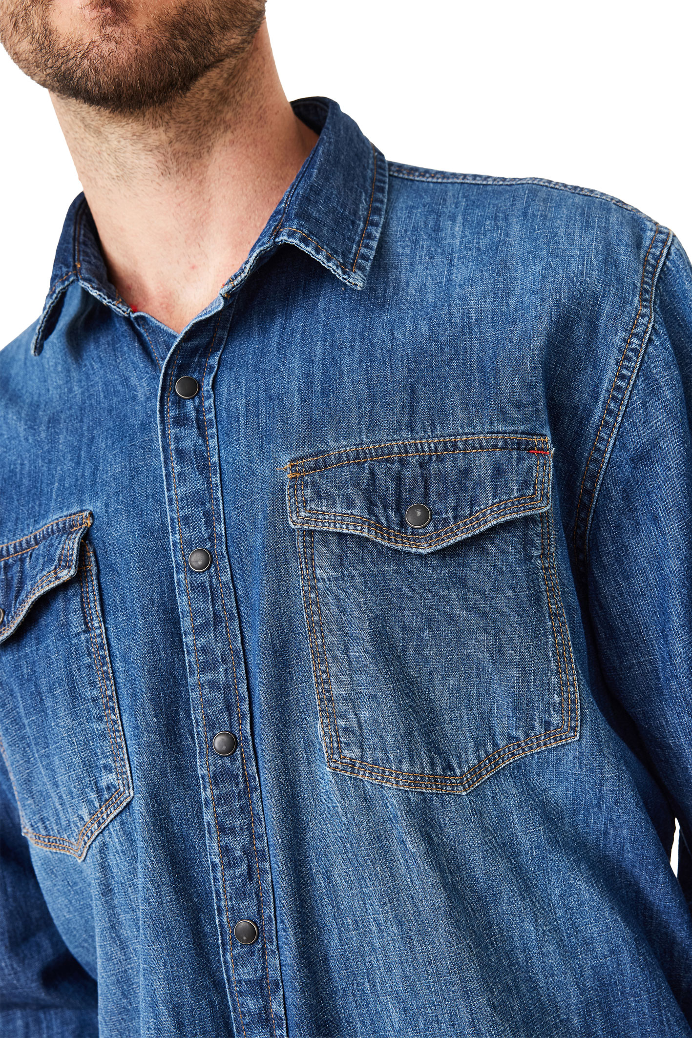 JEANSHEMD Double Face Check Mid Blue Used