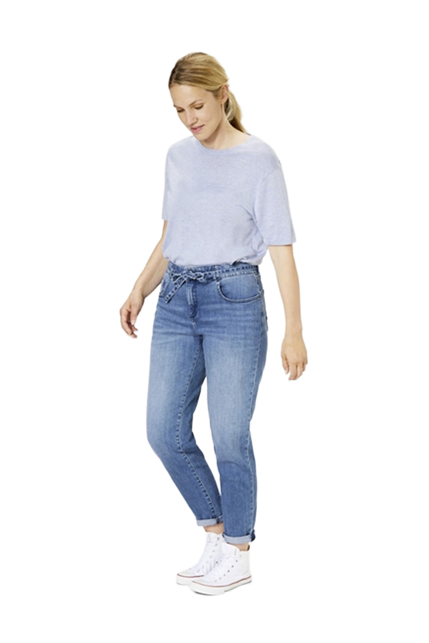 CARO Mid Blue Heavy Wash 3D Pleats Tapered