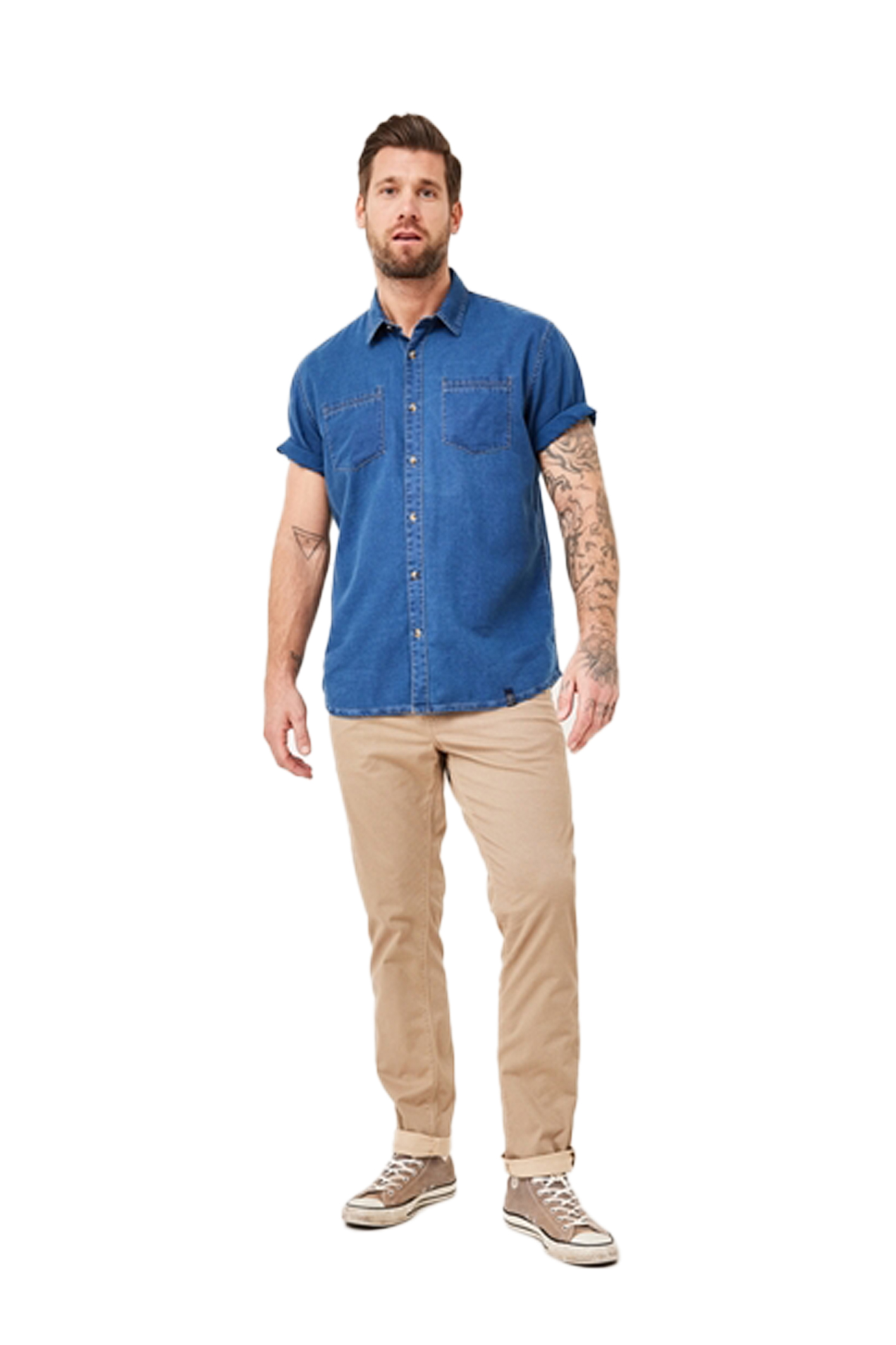 JEANSHEMD Kurzarm Light Blue