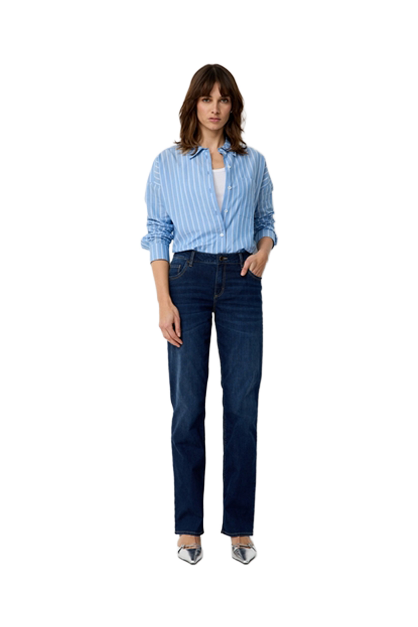 LARA Dark Blue Regular Fit Used Moustache Regular Fit
