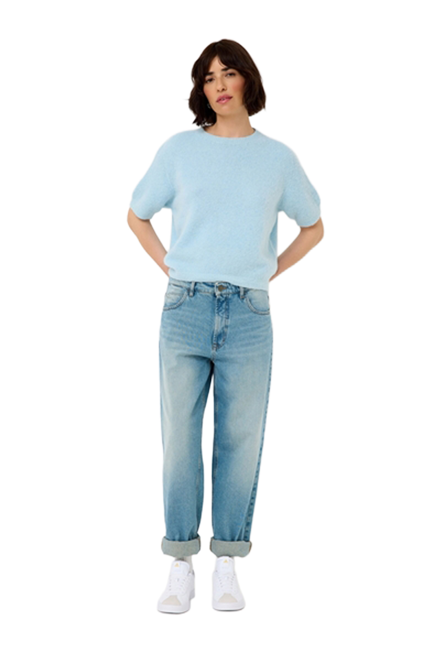 KATY Light Blue Od Brown Used Moustache Loose Fit