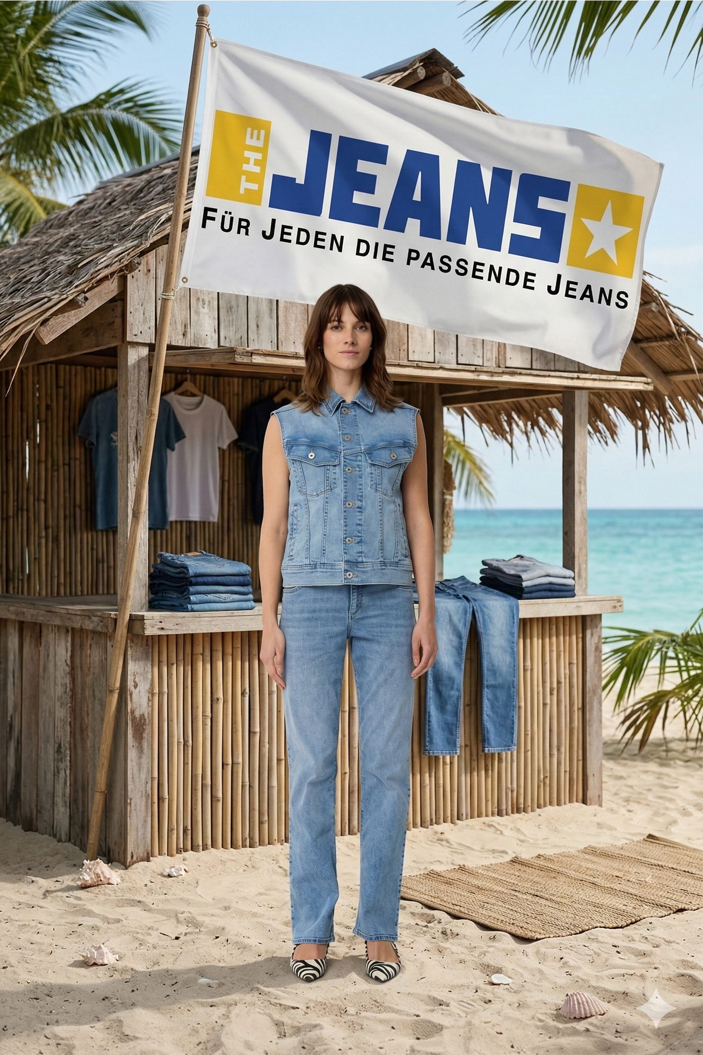 LARA Light Blue Used Moustache Regular Fit