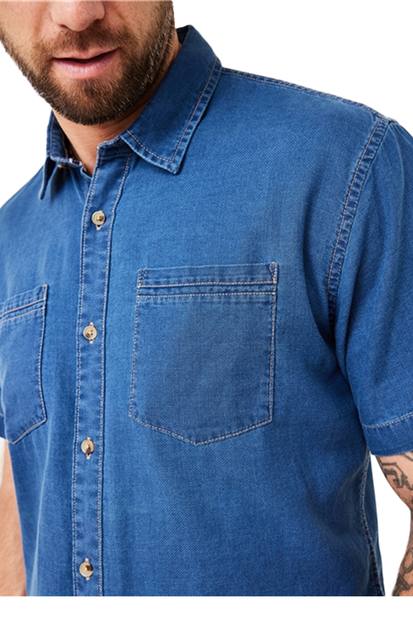 JEANSHEMD Kurzarm Light Blue