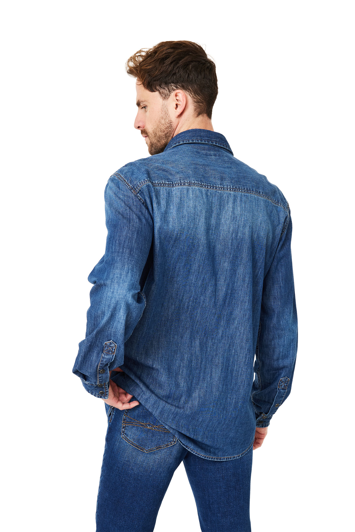 JEANSHEMD Double Face Check Mid Blue Used