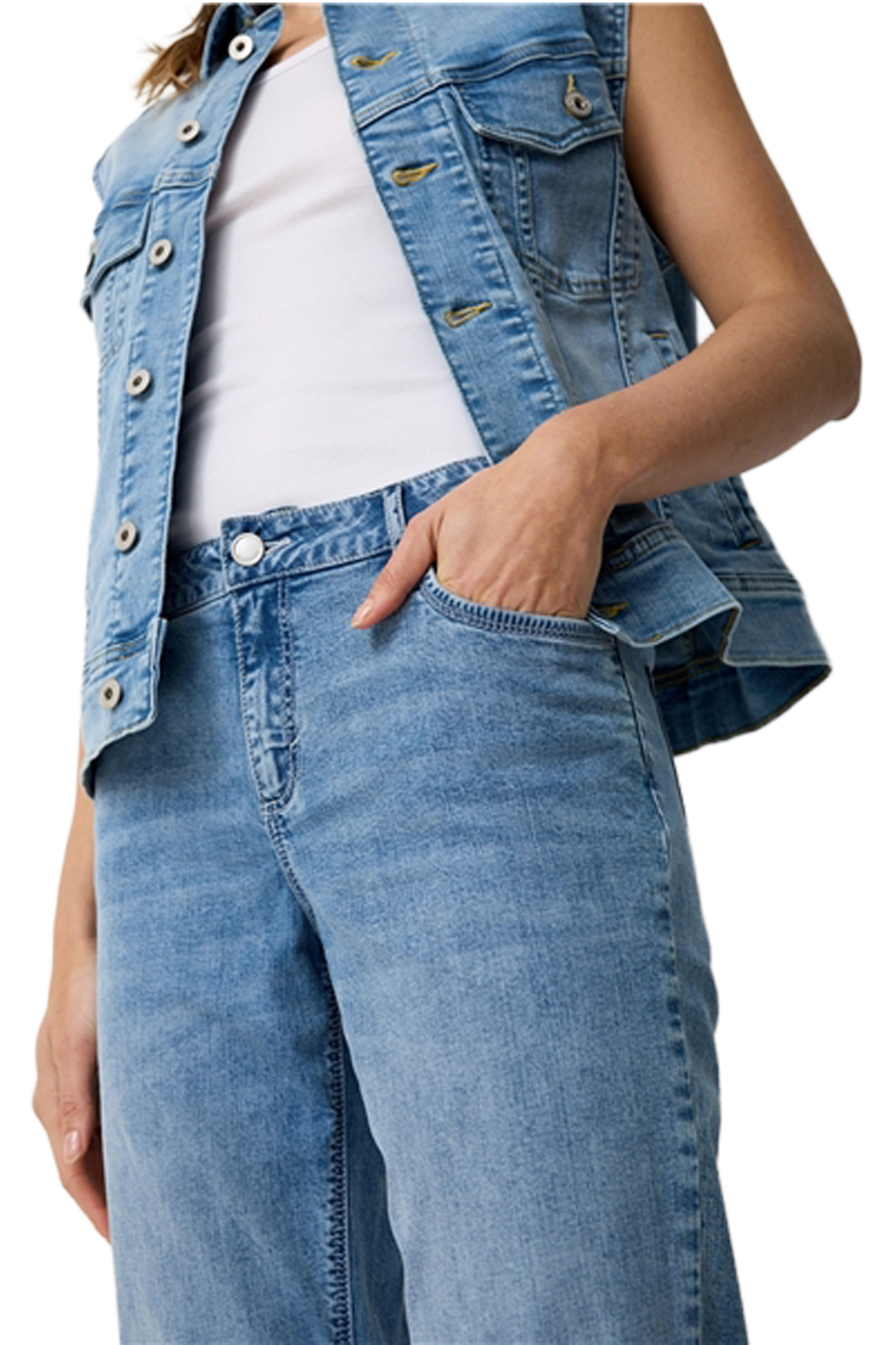 LARA Light Blue Used Moustache Regular Fit