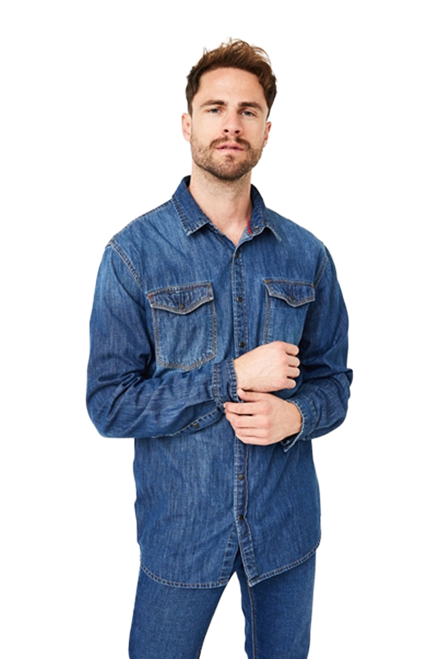 JEANSHEMD Double Face Check Mid Blue Used