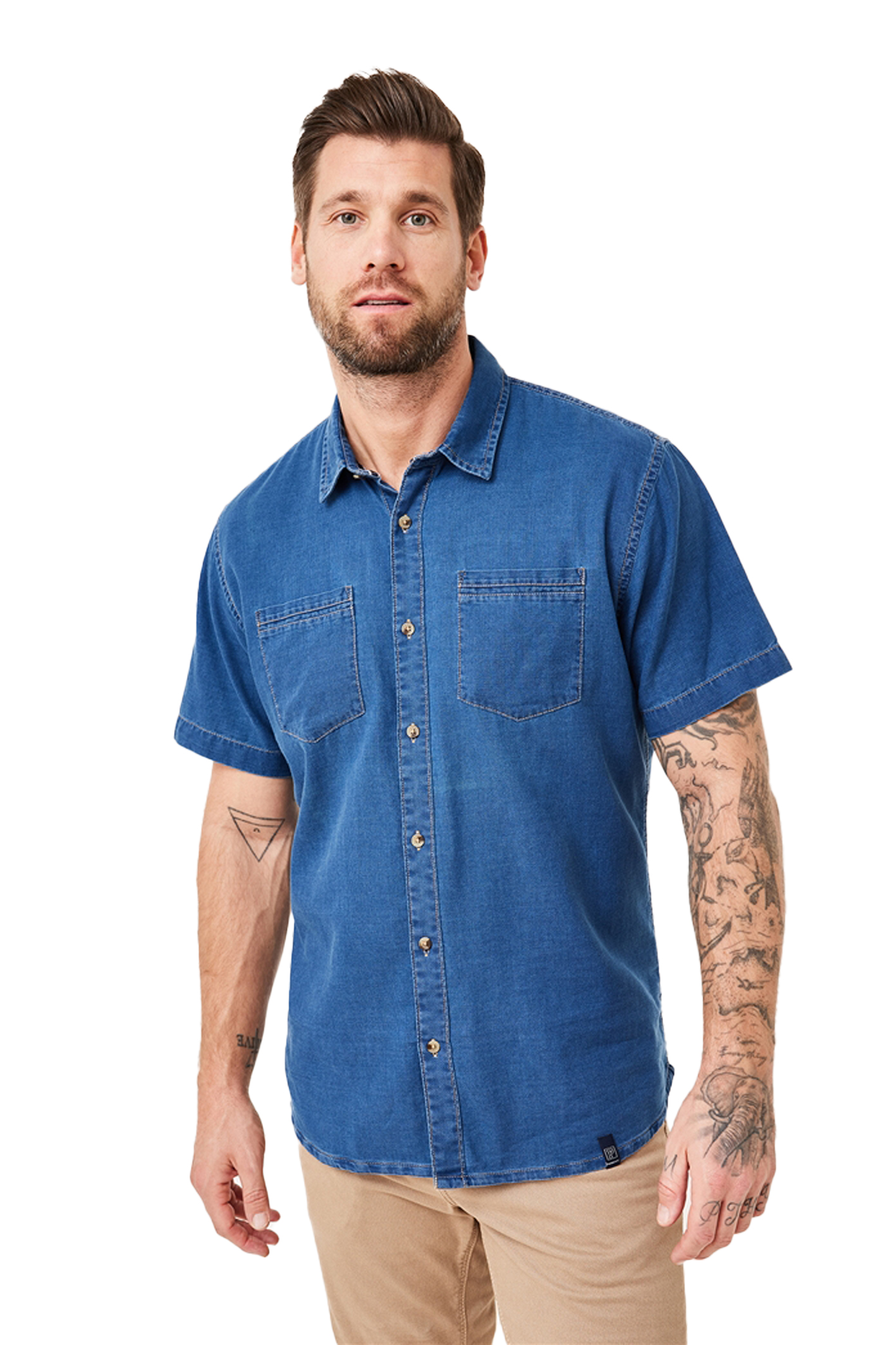 JEANSHEMD Kurzarm Light Blue