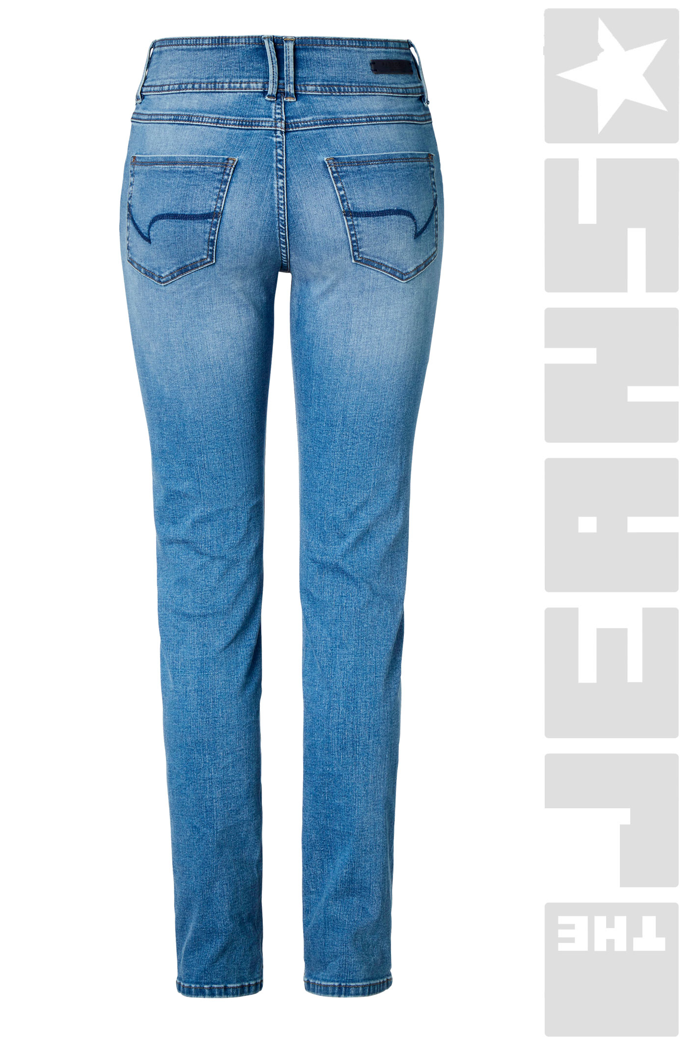 Pat Shape Denim Mid Blue Stone Washed