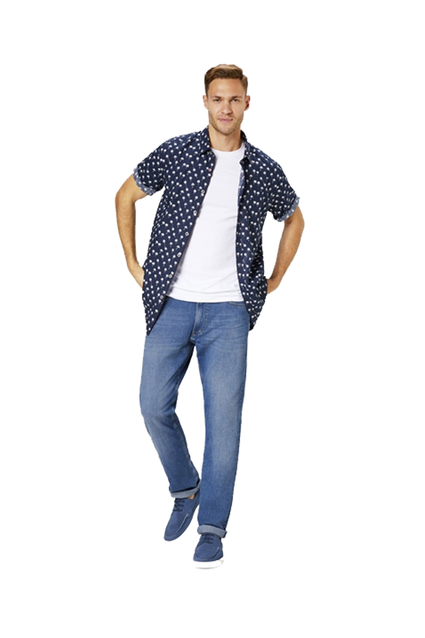 DUKE Light Blue Stone Moustache Regular Fit